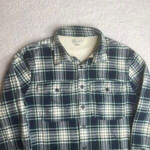 J.crew men's plaid waffle lined harbor work shirt thermal work pocket heavy M